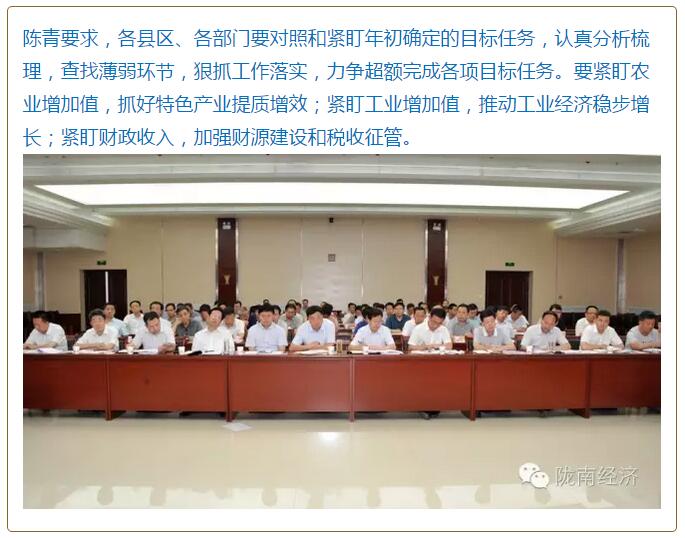 陳青在市政府全體會議上強(qiáng)調(diào)：緊盯一個(gè)目標(biāo)抓好九大任務(wù)落實(shí)強(qiáng)化三項(xiàng)保障，確保全市經(jīng)濟(jì)社會持續(xù)快速發(fā)展